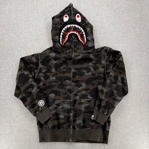 BAPE Bathing Ape Shark Full Zip Hoodie WGM Camo Men Large Black Streetwear Japan